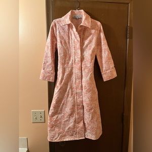 Tuckernuck Pink Embroidered Floral Porcelain Dress. Size xs. Belted.